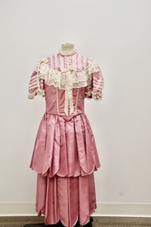 victorian pink silk girls party dress