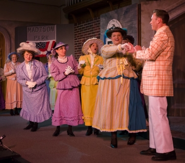 The Music Man - Pick-a-Little Ladies Costumes (Eulalie Mackecknie Shinn, Alma Hix, Mrs. Squires, Ethel Toffelmier and Maud Dunlop) The Music Man - Pick-a-Little Ladies Costumes (Eulalie Mackecknie Shinn, Alma Hix, Mrs. Squires, Ethel Toffelmier and Maud Dunlop)