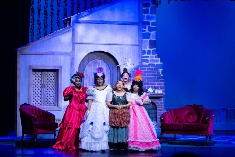 Cinderella Broadway musical costume rentals - Cinderella, Stepmother and Sisters  - Front Row Theatrical - 800-250-3114