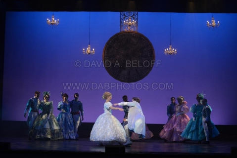 Cinderella ballroom with pendulum clock - set rental - Front Row Theatrical - 800-250-3114