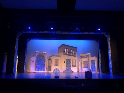Mamma Mia Broadway musical scenery rental - the village - Stagecraft Theatrical - 800-499-1504
