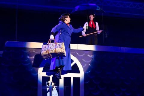 Mary floating up to rooftop