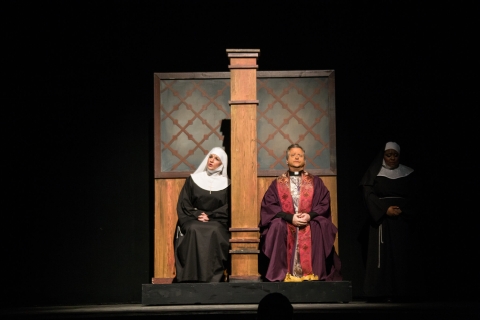 Sister Act broadway set rental ---- stained glass wall and Church --- Stagecraft Theatrical 800-499-1504