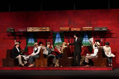 Music Man rental set - Front Row Theatrical Rental - train car set - 800-250-3114