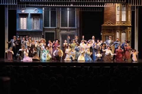 Music Man rental set - Front Row Theatrical Rental - town square set - 800-250-3114