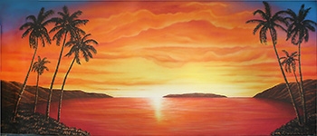 Grosh Backdrops for Mamma Mia Grosh Backdrops of Tropical Sunset is used in Productions of South Pacific and Mamma Mia