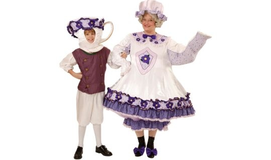 Rental Costumes for Beauty and the Beast - Matching Enchanted Costumes for Mrs. Potts as a Tea Pot and Her Son Chip as a Tea Cup