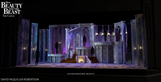 Beauty and the Beast premium rental set castle  from Front Row Theatrical Rental - 800-250-3114