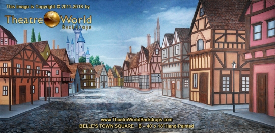 Belle's Town Square - B Scenic Backdrop