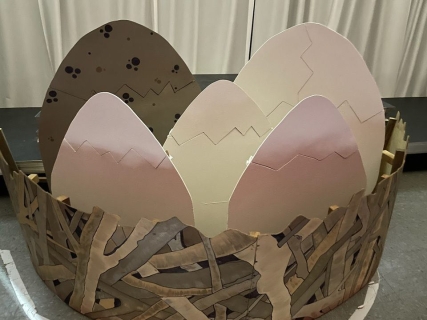 Large flat Honk Eggs - Wood.