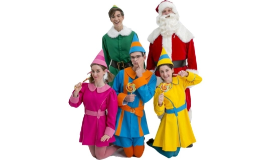 Rental Costumes for Elf the Musical - Buddy, Santa, Jovie, and Elves