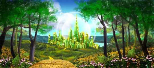 Gleaming Emerald City Backdrop used in the production of The Wizard of Oz