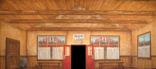 Grosh Backdrops Save a Soul Mission Backdrop used in the production of Guys and Dolls