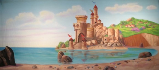 Castle by the Beach backdrop is a must for your stage performance of The Little Mermaid