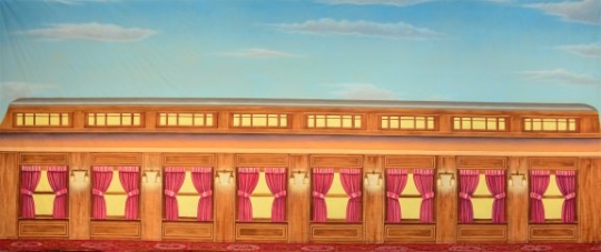 Train Car Exterior backdrop used in the production of The Music Man and Polar Express
