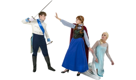 Rental Costumes for Frozen - Prince Hans, Anna in her Travelling Dress, Elsa in her Ice Dress Rental Costumes - Sword available for purchase