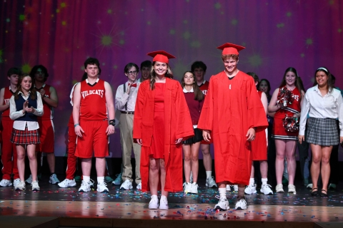 Red Graduation CAP and GOWN