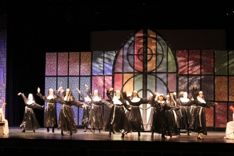 Sister Act broadway set rental ---- stained glass wall and Church --- Stagecraft Theatrical 800-499-1504 Sister Act broadway set rental ---- stained glass wall and Church --- Stagecraft Theatrical 800-499-1504