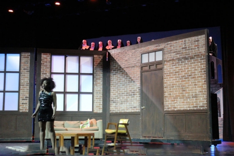 Sister Act broadway set rental ---- Eddies Apartment  --- Stagecraft Theatrical 800-499-1504