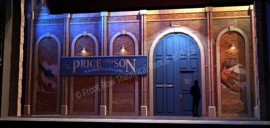 Kinky Boots musical broadway set design rental - factory outside exterrior - front row theatrical - 800-250-3114 Kinky Boots musical broadway set design rental - factory outside exterrior - front row theatrical - 800-250-3114