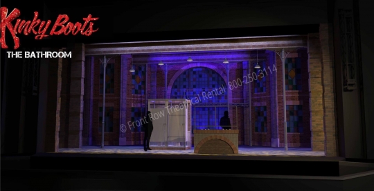 Kinky Boots musical broadway set design rental - bathroom - front row theatrical - 800-250-3114 Kinky Boots musical broadway set design rental - bathroom - front row theatrical - 800-250-3114
