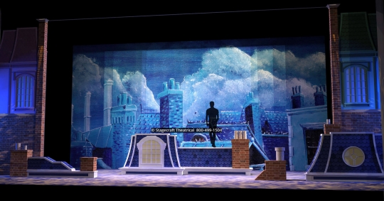 Mary Poppins scenery rental rooftops- Stagecraft Theatrical - 800-499-1504