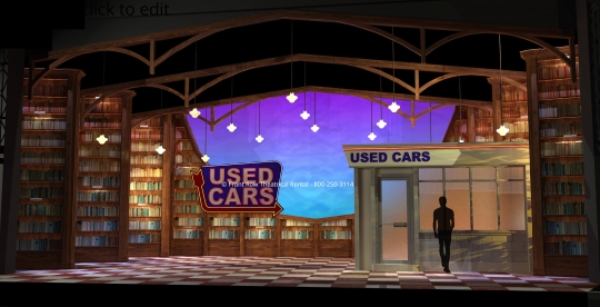 Matilda Set Rental - Car Dealership - Front Row Theatrical Rental - 800-250-3114 Matilda Set Rental - Car Dealership picture - Front Row Theatrical Rental - 800-250-3114