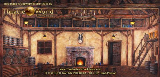 Old World Tavern Interior Scenic Backdrop