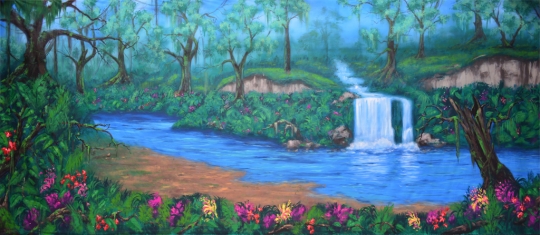Calming Jungle Oasis Backdrop is used in the production of of Lion King
