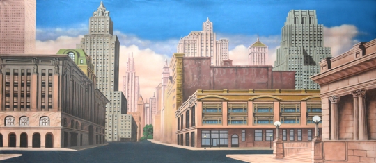 Grosh New York Street  backdrop used in productions of Annie,Madagascar and Guys and Dolls
