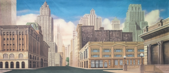 New York Street backdrop used in production of Madagascar, Newsies and Annie