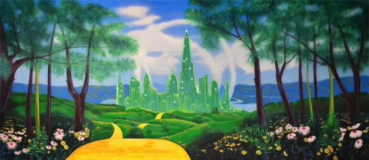 The yellow brick road leading to the Emerald City in the land of Oz Backdrop