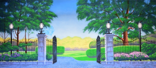 Park backdrop used in the shows Mary Poppins and Sound of Music