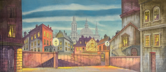 Grosh Tenement Street Backdrop used in the productions of Scrooge and Sound of Music