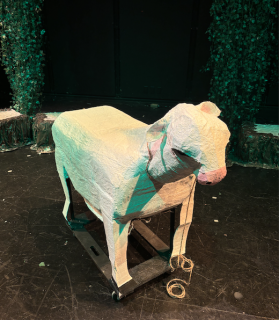 Full body shot of Milky-White on stage. Rope is included!