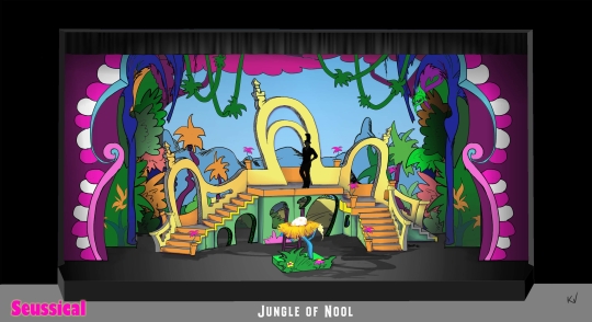 Seussical brodway musical set rental - jungle of nool  front row theatrical rental 800-250-3114 