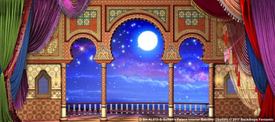 Sultan's Palace Interior Balcony SH-AL015-S 20x45 Aladdin Backdrop Rental
