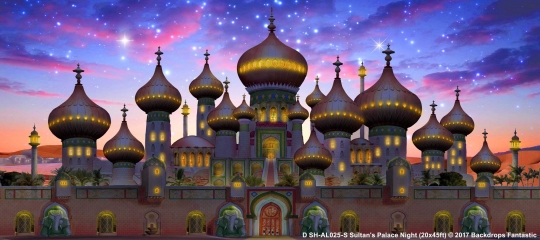 Sultan's Palace Night Aladdin Backdrop Sultan's Palace Night SH-AL025-S 20x45 Aladdin Backdrop Rental