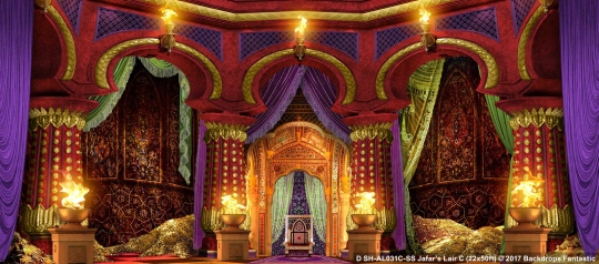 Jafar's Lair Aladdin Backdrop Jafar's Lair SH-AL031C-SS 22x50 Aladdin Backdrop Rental