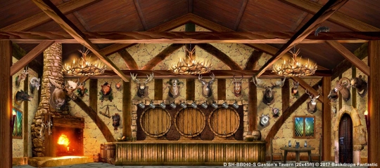 Gaston's Tavern SH-BB040-S 20x45 Beauty and the Beast Backdrop Rental