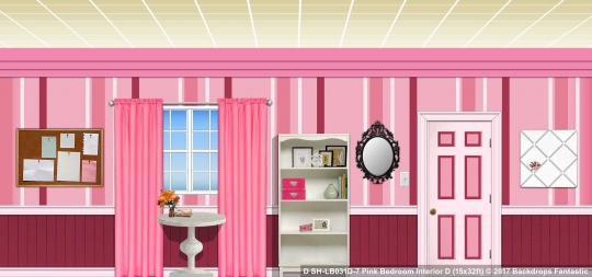 Pink Bedroom Interior D SH-LB031D-7 15x32 Legally Blonde Backdrop Rental