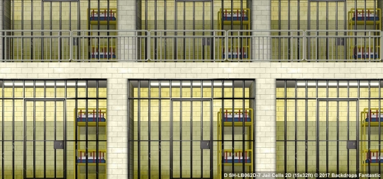 Jail Cells 2D SH-LB062D-7 15x32 Legally Blonde Backdrop Rental