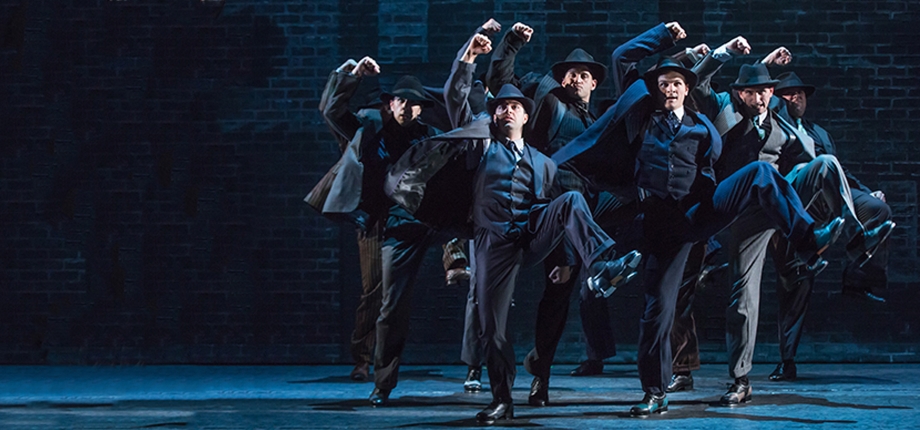 Jeff Brooks (Cheech) and the cast of the North American tour of the hit musical comedy BULLETS OVER BROADWAY, written by Woody Allen featuring original direction and choreography by Susan Stroman. (Photo by Matthew Murphy)