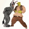 Shrek the musical shrek and donkey costumes