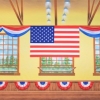 Patriotic Gymnasium backdrop used in the production of The Music Man