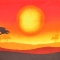 Peaceful African Sun Landscape backdrop is used in Lion King play