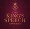 Maroon background with gold royal insignia and the words 'The King's Speech by David Seidler' in gold